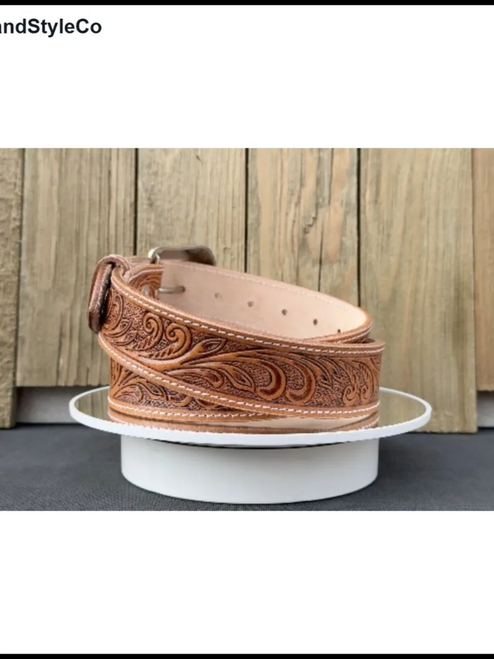 Full Grain Leather Western Cowgirl Belt Interchangeable Buckle Tooled Design